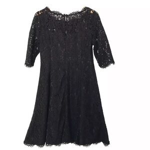 Eliza J Dress 6 Black Floral Lace Fit & Flare LBD Cocktail,  Witchy Whimsigoth